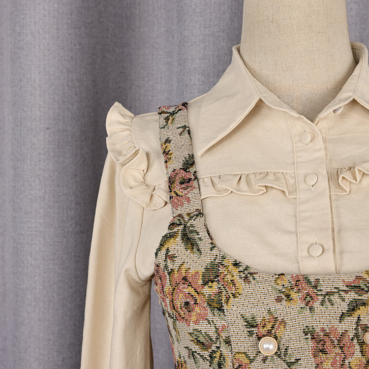 Rustic Floral Twofer Dress Maxct