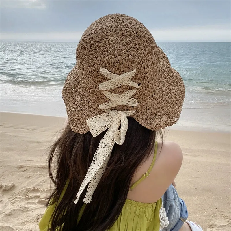 Maxct Straw Hat Women's Summer Thin Lace Fresh Style Hat