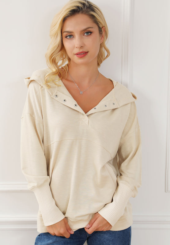 Maxct &Quarter Snap Long Sleeve Hoodie