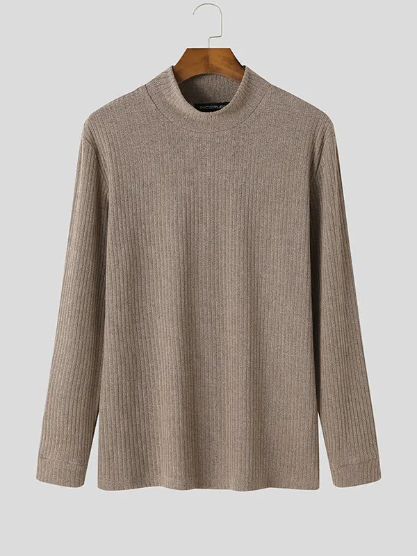 Maxct - Mens Solid Half Collar Long Sleeve Sweater