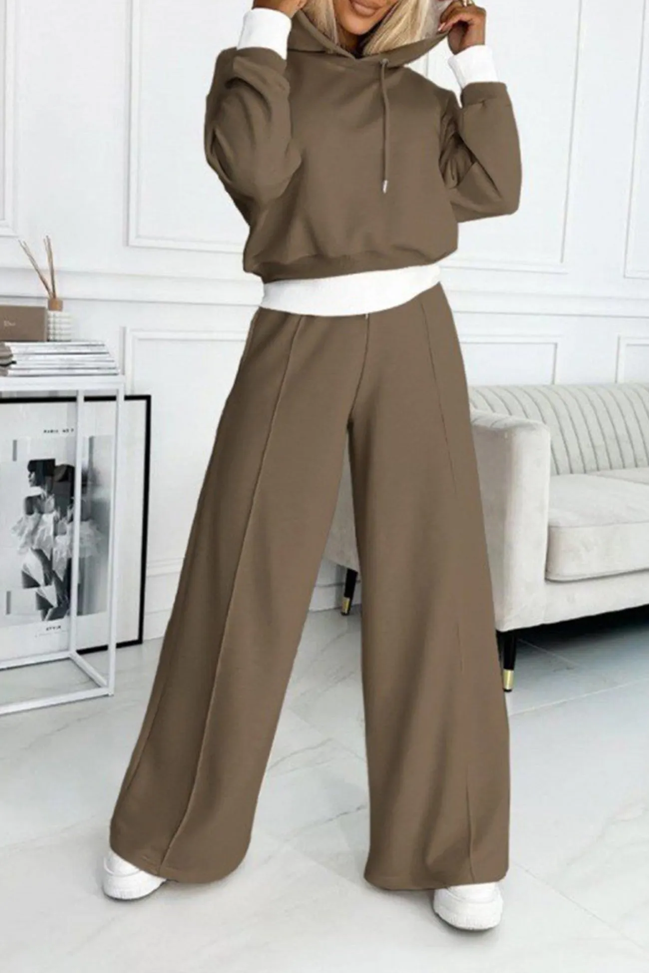 Maxct Color Splicing Hoodie Long Pants Set