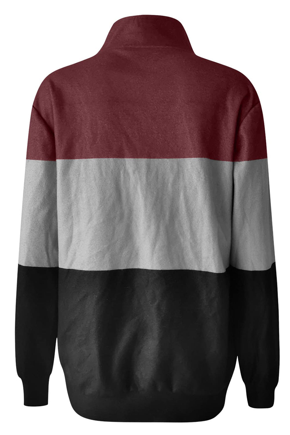 Maxct &Full Size Color Block Quarter Zip Long Sleeve Sweatshirt