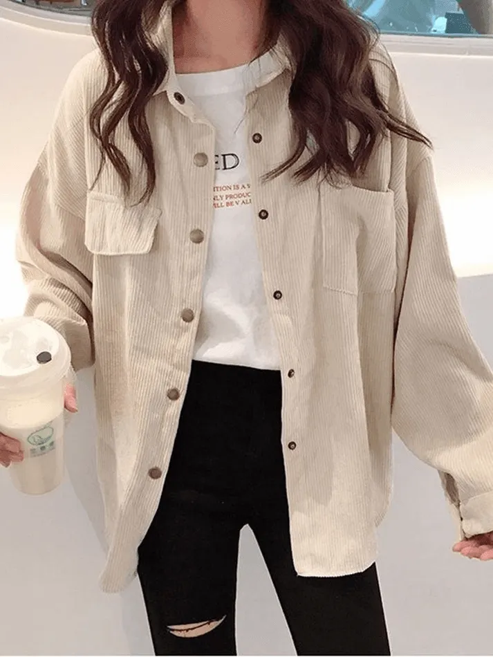 Maxct Corduroy Long Sleeve Button Blouse