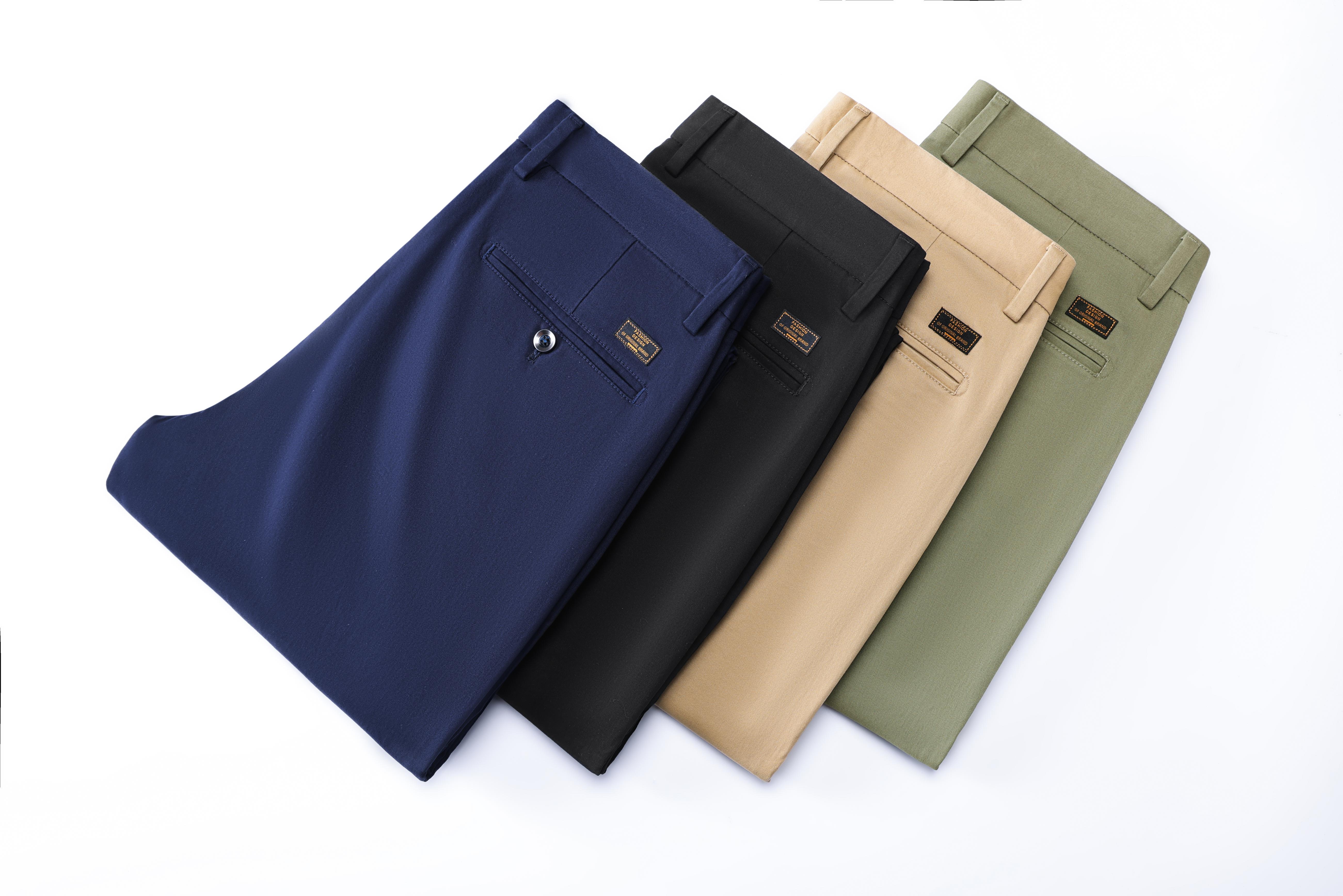 Men's Casual Pants For Fall Winter Business, Classic Design Stretch Dress Pants