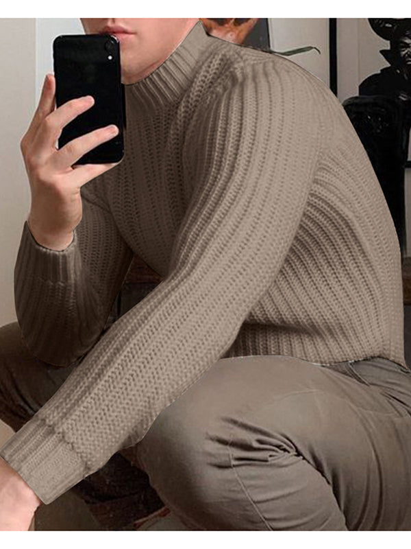 Maxct - Mens Solid Half Collar Long Sleeve Sweater