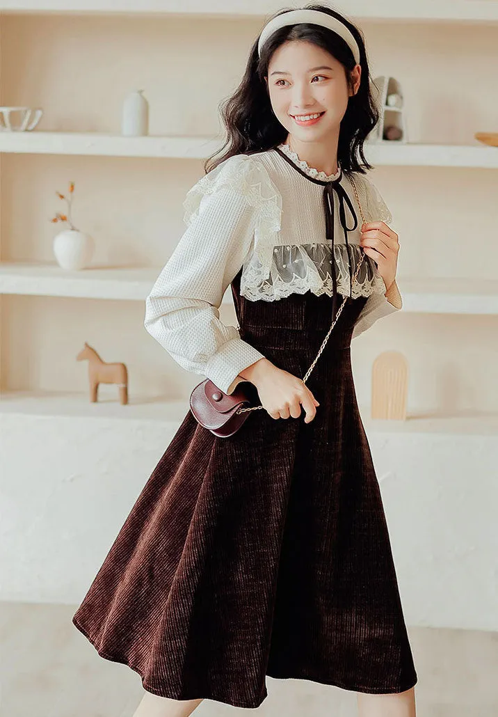 Square Lace High Neck Sweater Dress Maxct