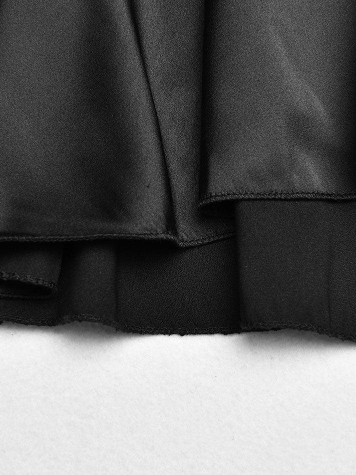 Maxct Satin Long Sleeve Buttoned Crop Blouse