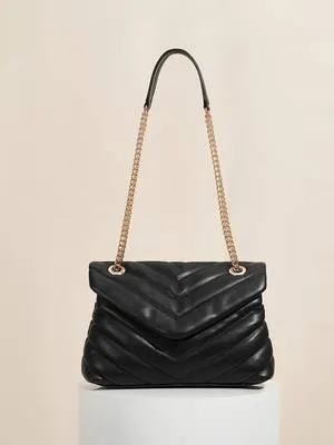 Bag For Love - Quilted Pattern Chain Square Bag - Women Maxct Bags