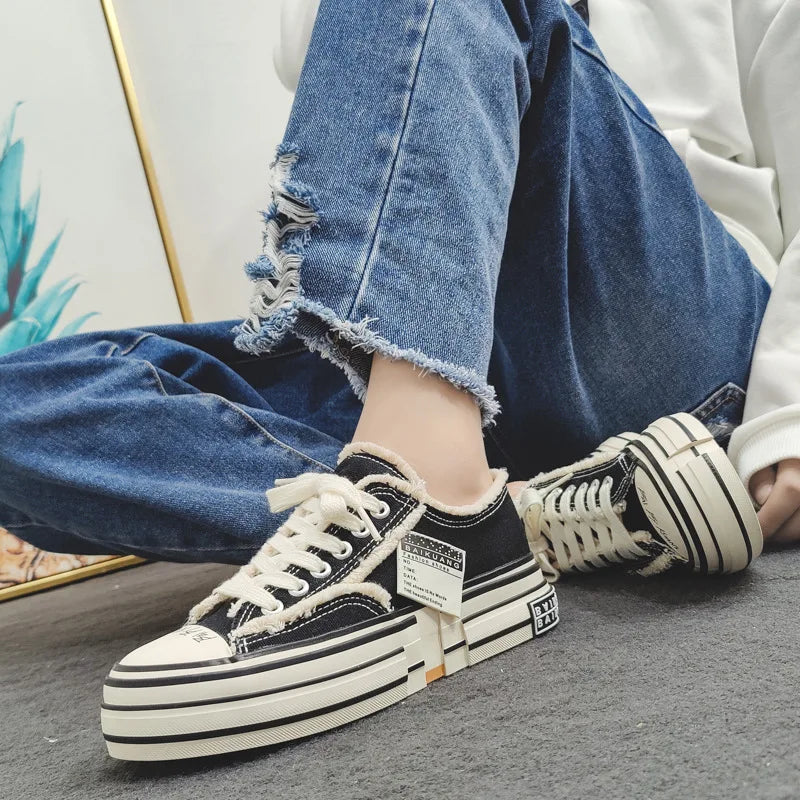 Unisex Chunky Sneakers - Thick Sole, Low Top, Vulcanized Maxct