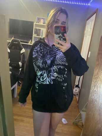 Zipper cardigan hooded European and American style Y2K retro loose version personalized street eagle print women's sweatshirt