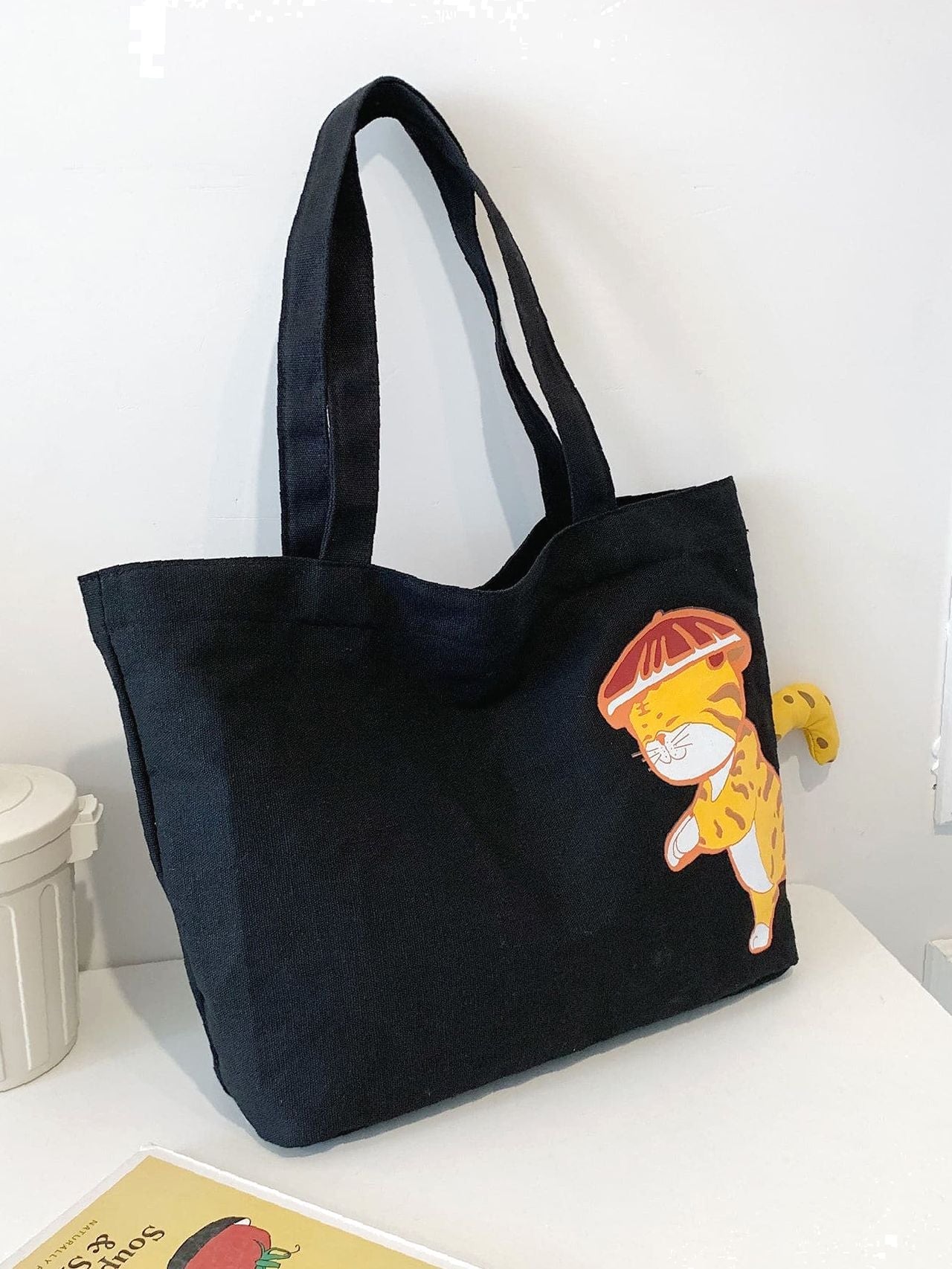Maxct - Cartoon Graphic Zipper Shopper Bag  - Women Tote Bags