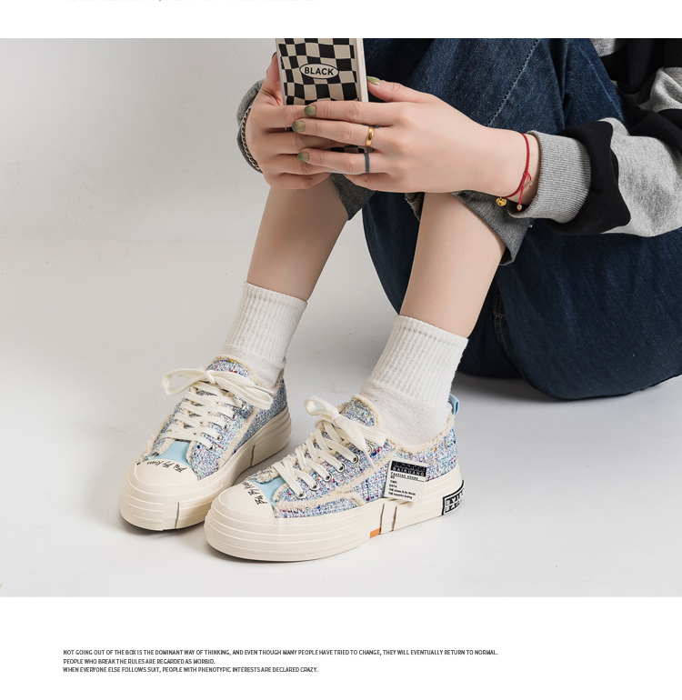 Cute Teen Girl's Low Top Canvas Sneakers Thick Sole - true deals club