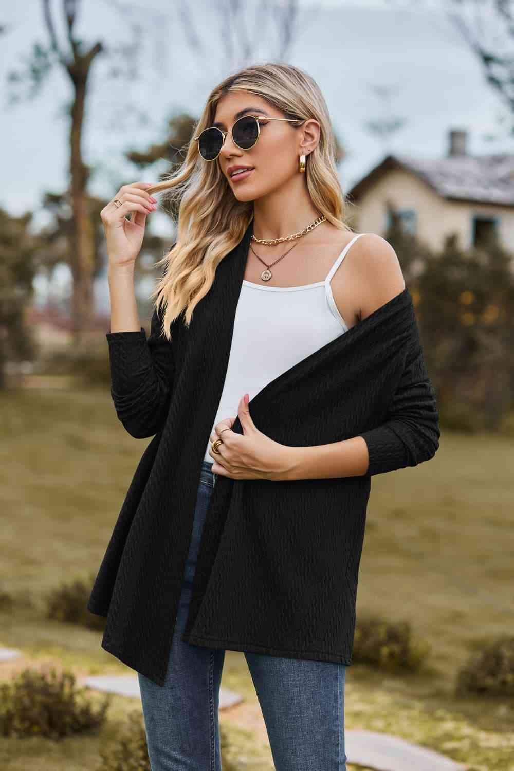 Maxct &Open Front Long Sleeve Cardigan