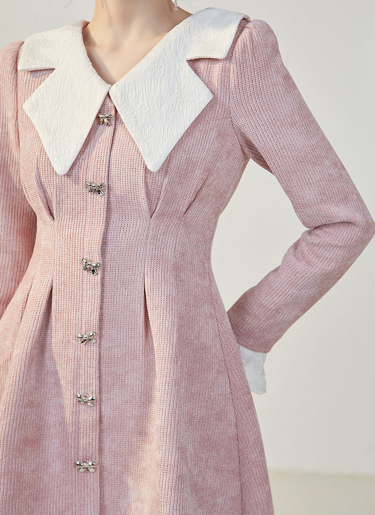 Sweet Bow Peter Pan Knit Dress Maxct