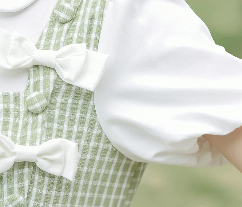 Gingham Bows Twofer Dress Maxct