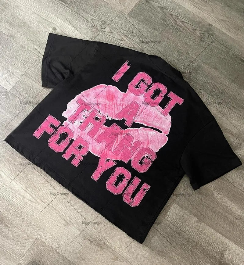 Maxct Y2k European and American Fashion Streetwear Women Cartoon Print Oversized Short-sleeved Hip-hop Retro Versatile T-shirt Men