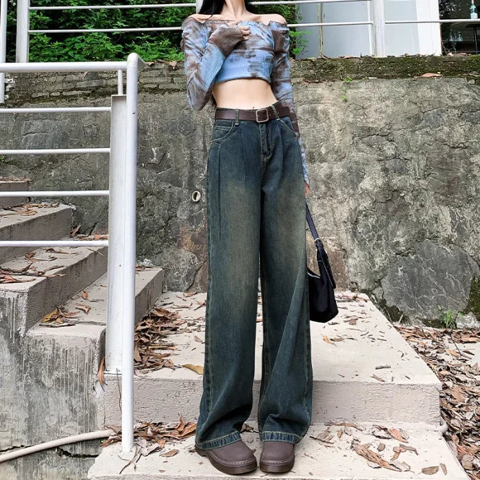 Women's High-Rise Non-Stretch Wide-Leg Jeans