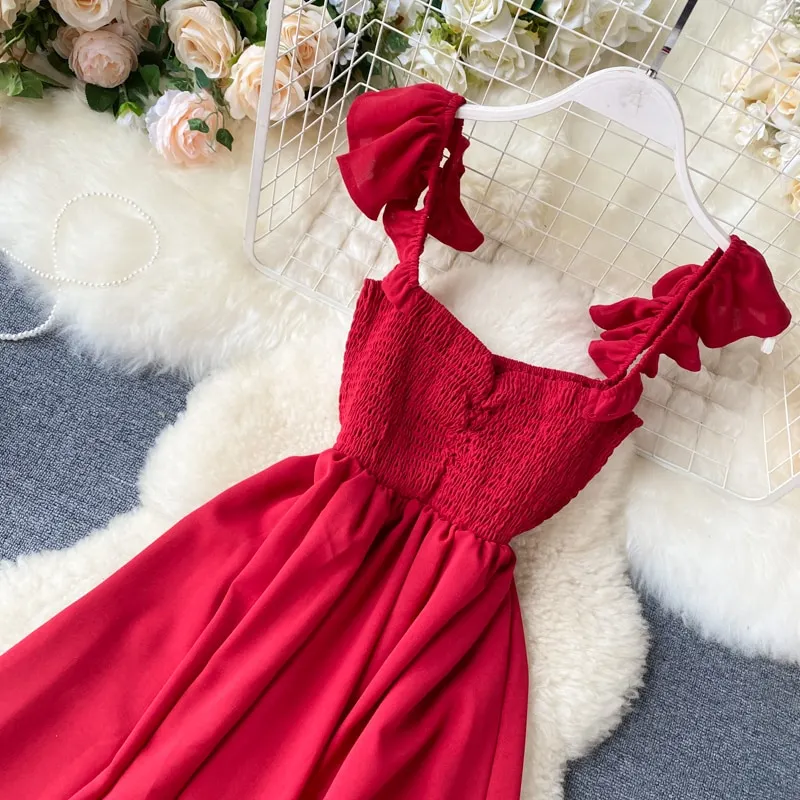 High Waist Slash Neck Women Long Dress Elegant Big Swing A-line Vestidos Verano Vintage Green/Red Party Robe For Female