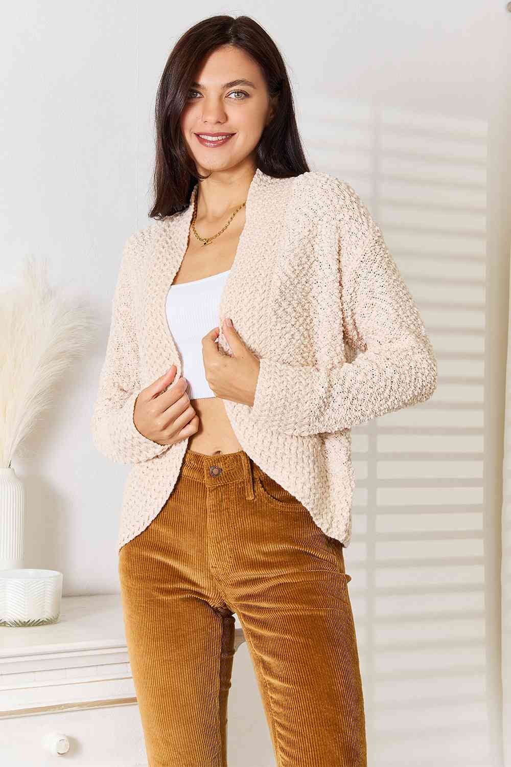 Maxct &Double Take Open Front Long Sleeve Cardigan
