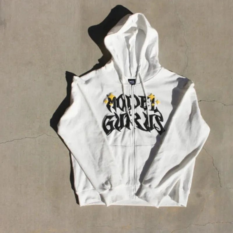 Maxct y2k long sleeved pullover hoodie sweatshirt jacket personalized printed pattern streetwear school outfit hip-hop punk winter new
