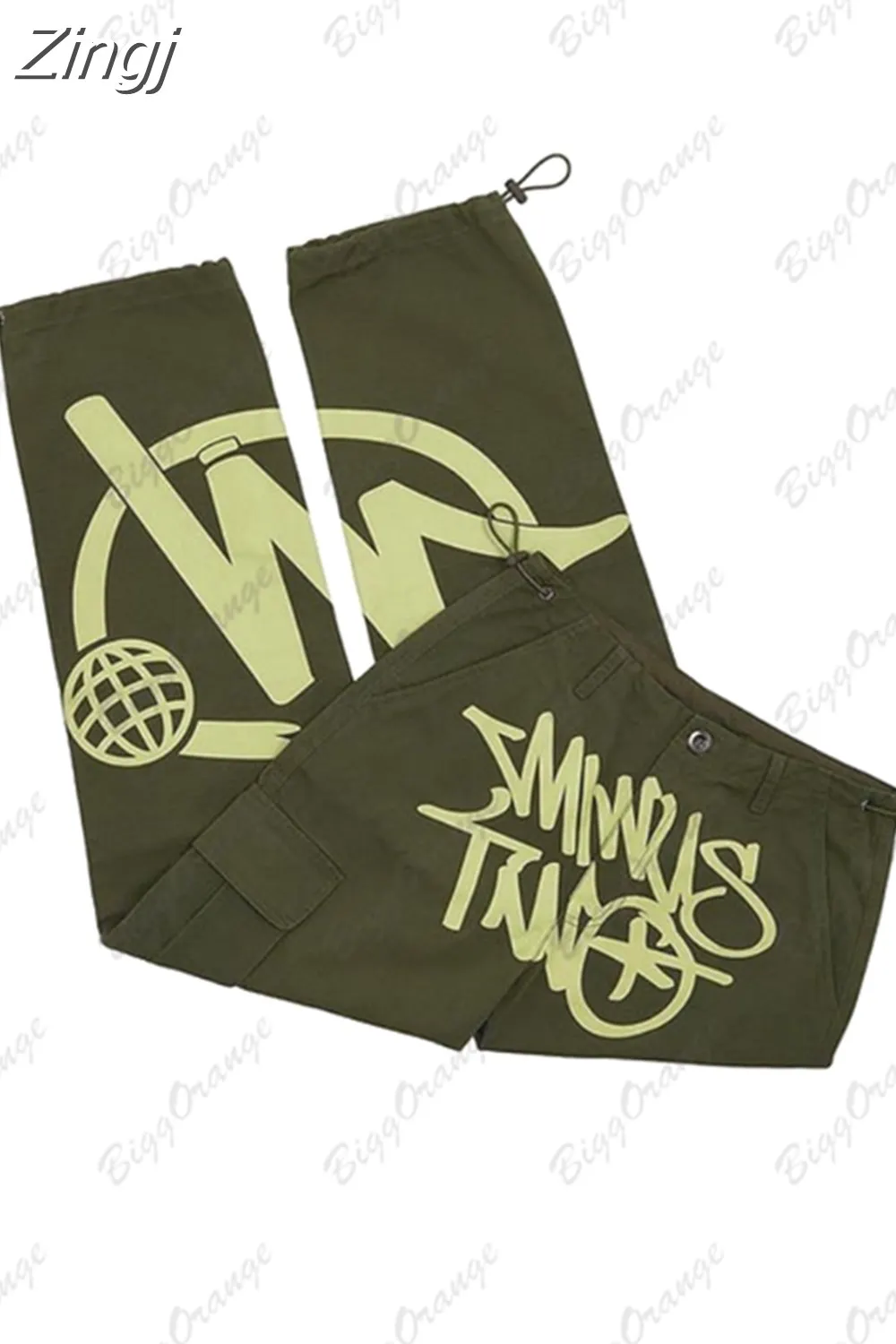 Men's Graffiti-Print Wide-Leg Cargo Pants