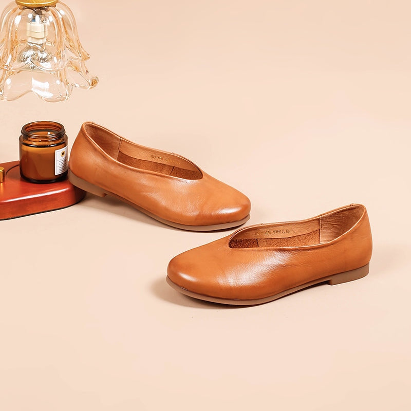 Handmade Genuine Slip Ons Breathable Flats Loafers Black/Beige/Apricot/Brown Maxct