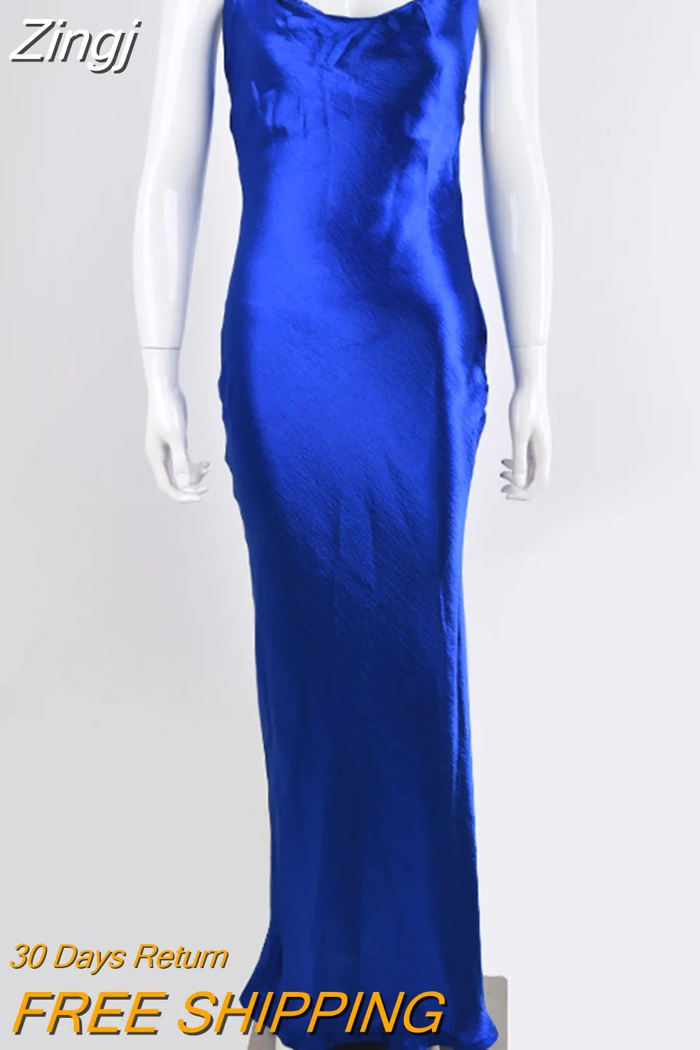 Maxct Elegant Satin Backless Long Dress For Women Gown Summer Spaghetti Strap Sleeveless Night Club Party Long Dress Vestido