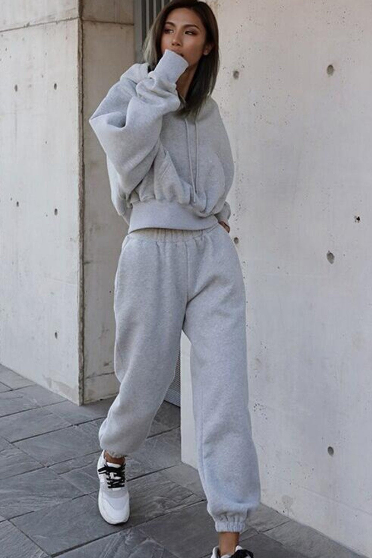 Maxct Drawstring Hoodie Crop Top & Jogger Pants