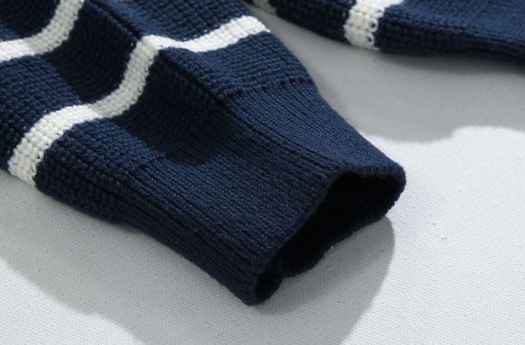 Maxct 5543 Knitted Half Zip-Up Stripe Sweater