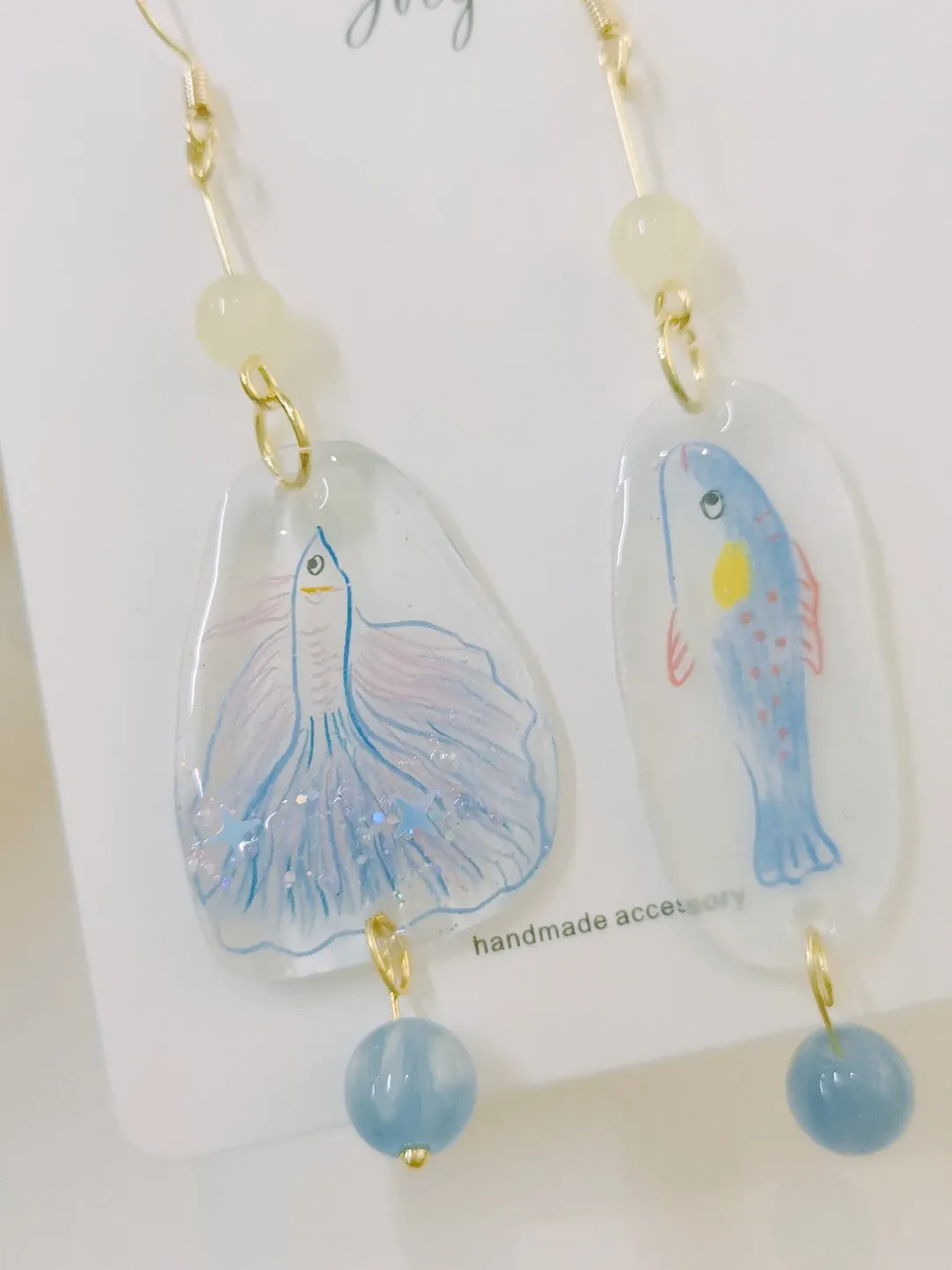 Goldfish Shrink Plastic Necklace Earrings