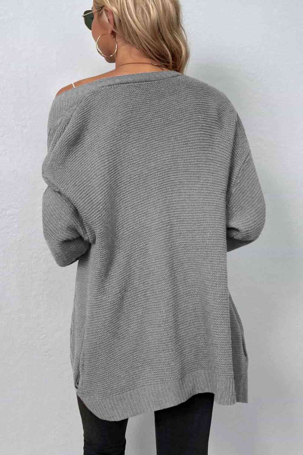 Maxct &Cable-Knit Open Front Cardigan with Pockets