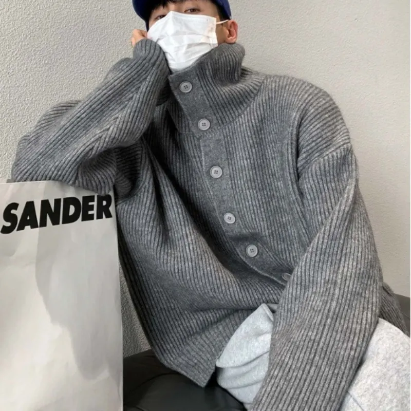 Men's Kit Cardigun, Men's Design, Fashion, Spring, Tubneck Design Cardigun, Sweaters, Outcoat, Jacket