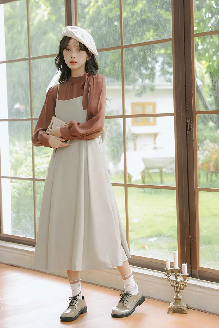 Bow Back Cami Dress & Blouse Set Maxct