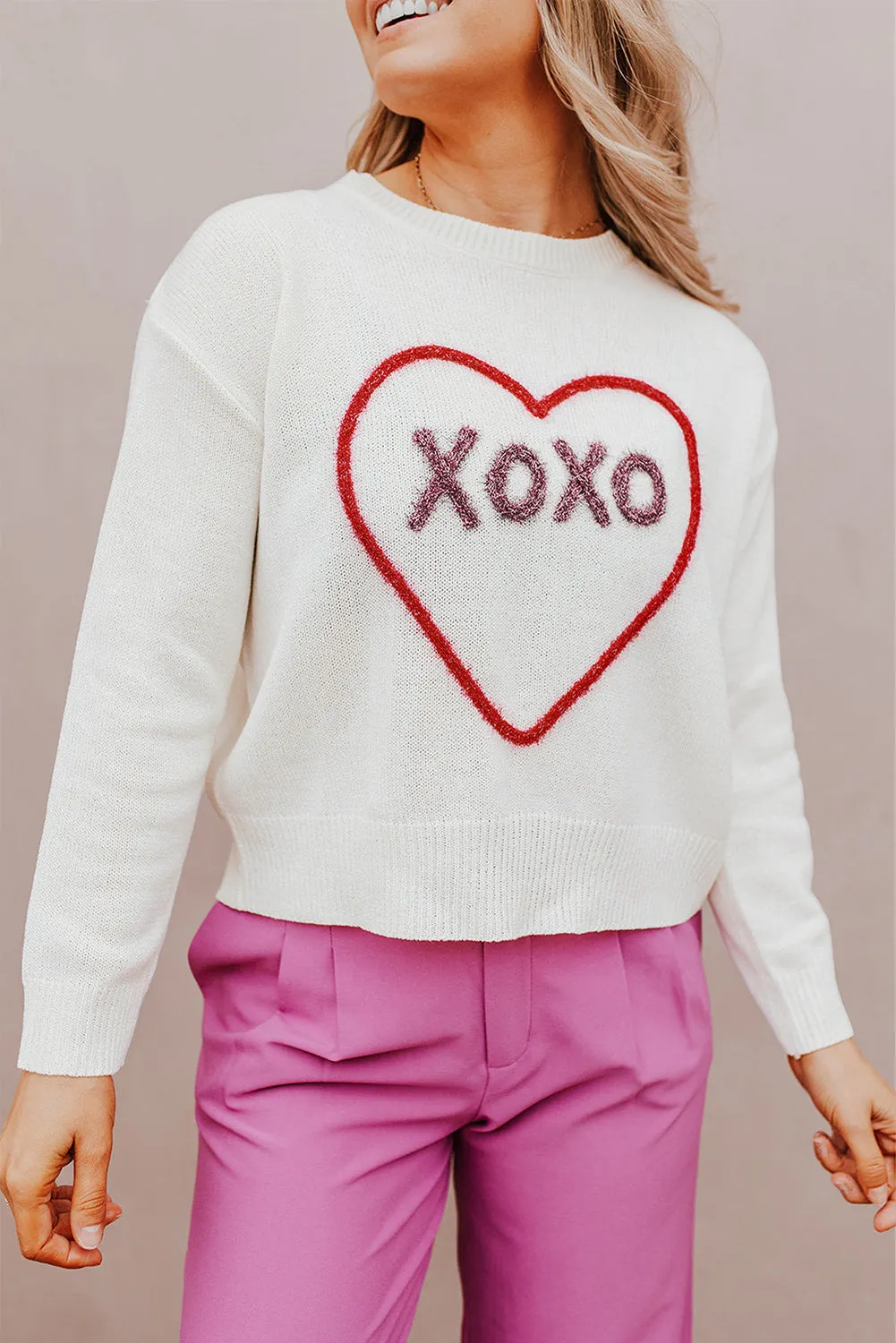 Maxct &XOXO Round Neck Drop Shoulder Sweater