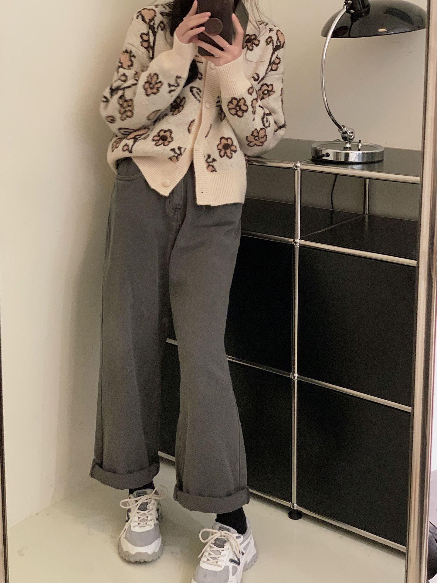 Maxct Vintage Crew Neck Long Sleeve Loose Sweater