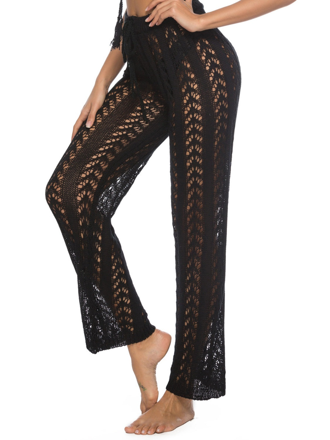 Maxct &Cutout Drawstring High Waist Swim Pants