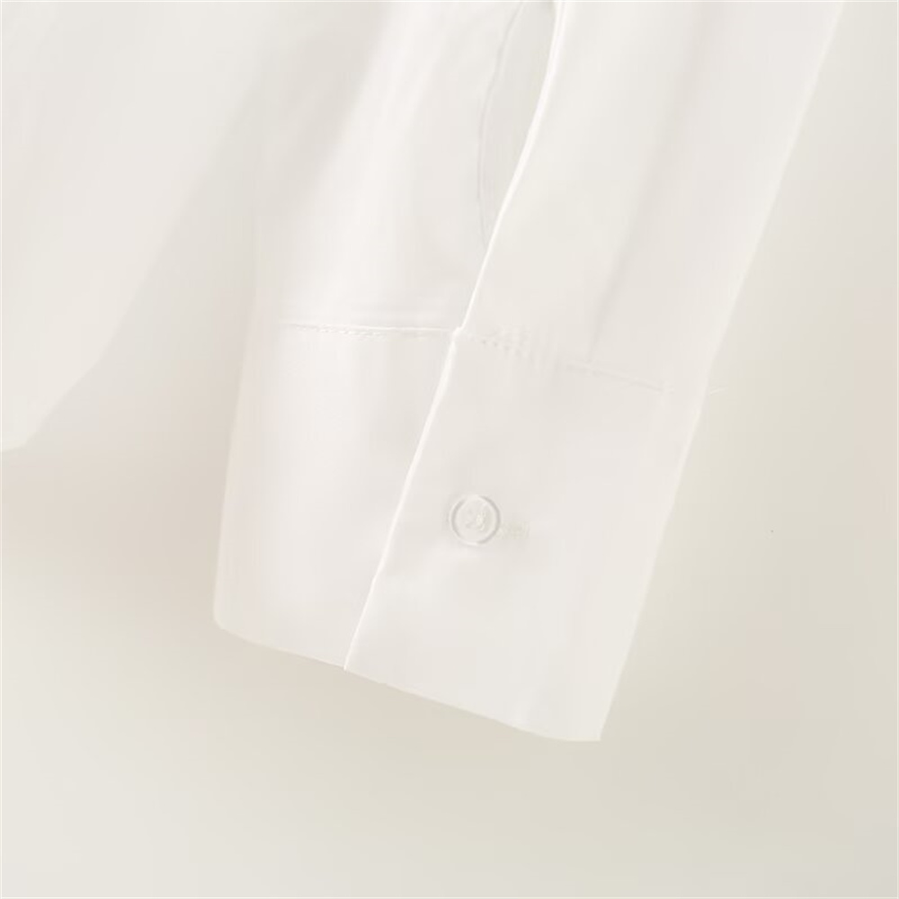 Maxct Autumn New Product Women's Simple and Versatile French Fashion Small Round Collar Long Sleeve Shirt