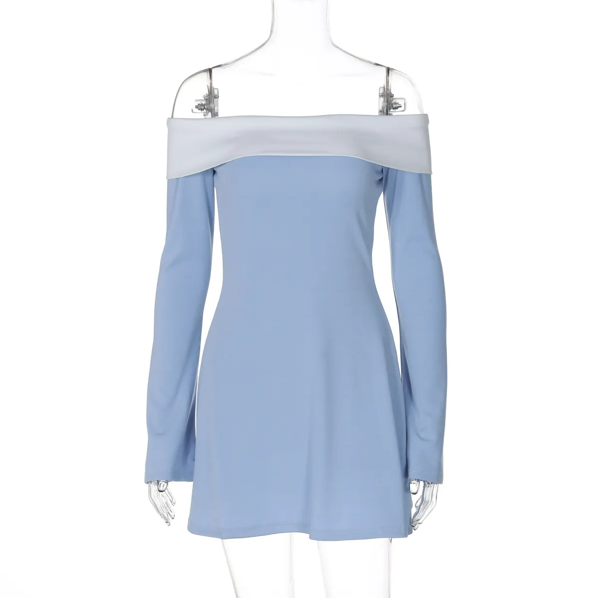 Maxct uniforms dress to impress French Fashion Classic Contrast Color Laminated Chest Wrap Long Sleeve Slim Temperament Style Dress Women