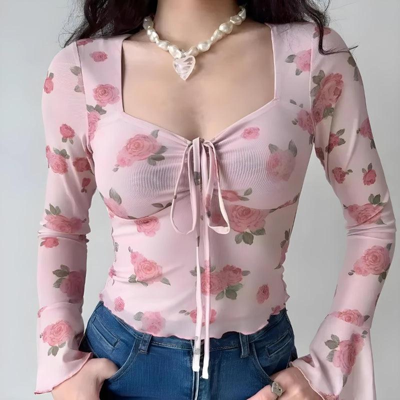 Maxct &Soft Girl Rose Garden Mesh Top