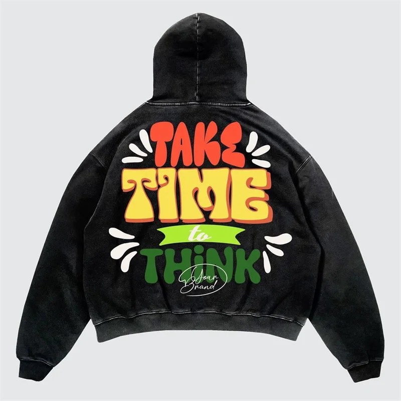 Maxct Y2k Women's Clothing Washed Hoodies Sweatshirt Pullover Long Sleeved Tops Oversize Streetwear Vintage Printed Pattern Clothing