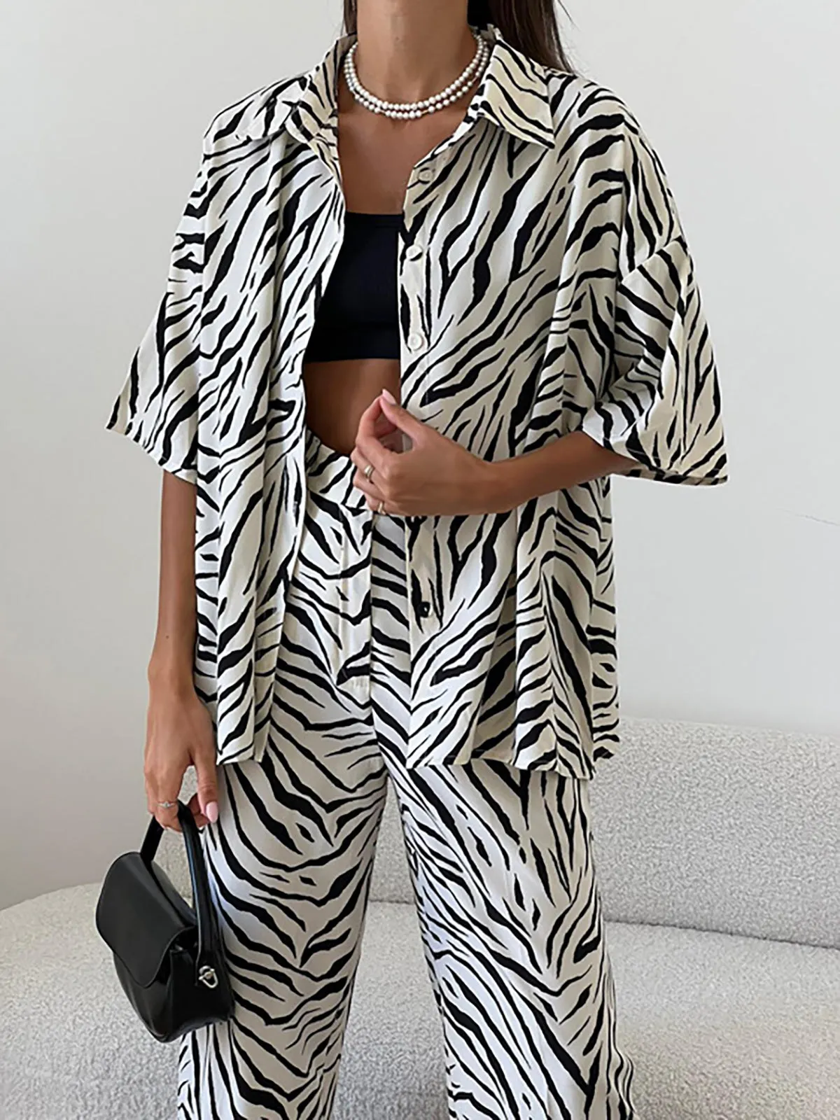 Maxct Zebra Print Pants Set