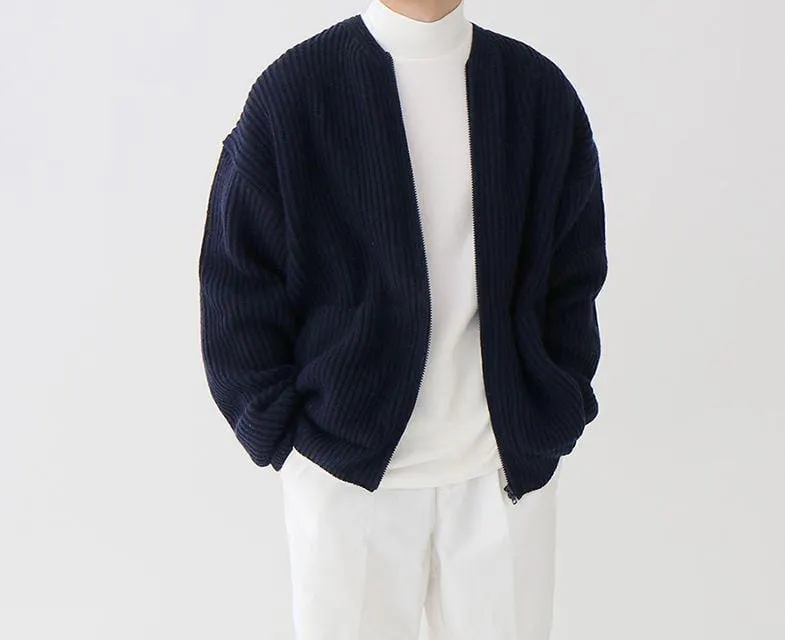 Maxct -  KNITTED ROUND-NECK CARDIGAN SWEATER