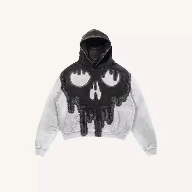 Maxct 2024 New Color Matching Skull Print Pocket 3D Sweater Hoodie Sweatshirt Cos Clothing