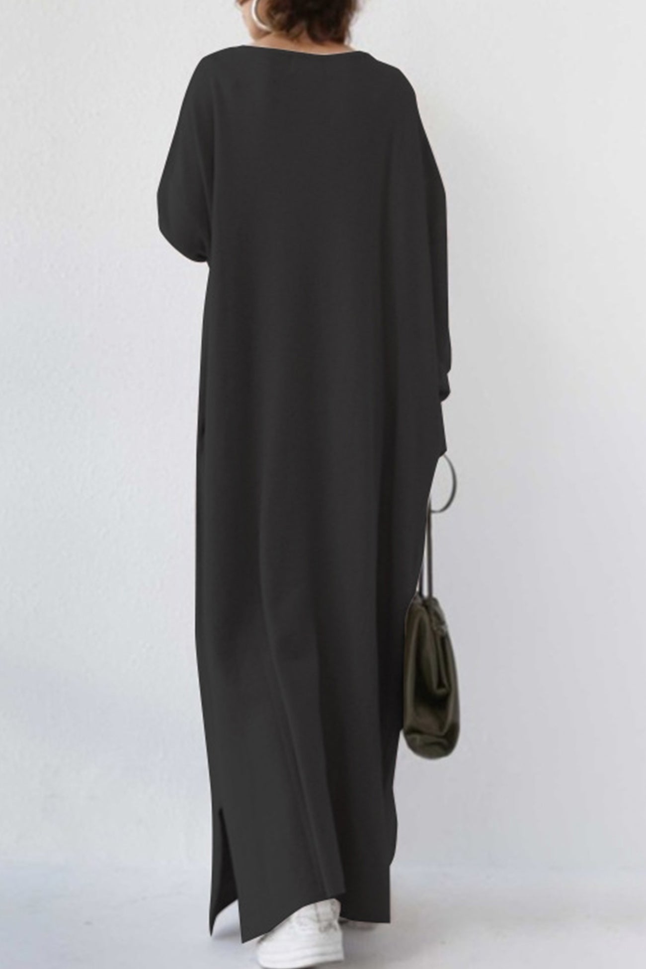 Maxct V Neck Slit Hem Sweatshirt Dress