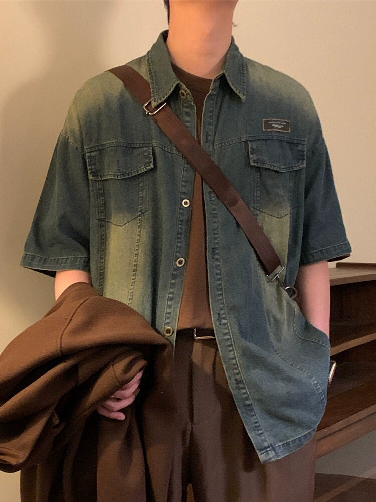 Nagawl Short Sleeves Denim Shirt Maxct