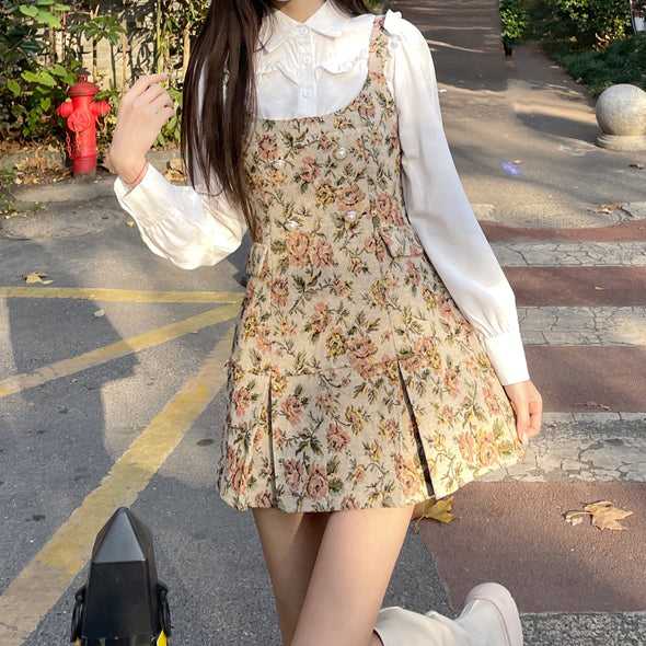 Rustic Floral Twofer Dress Maxct