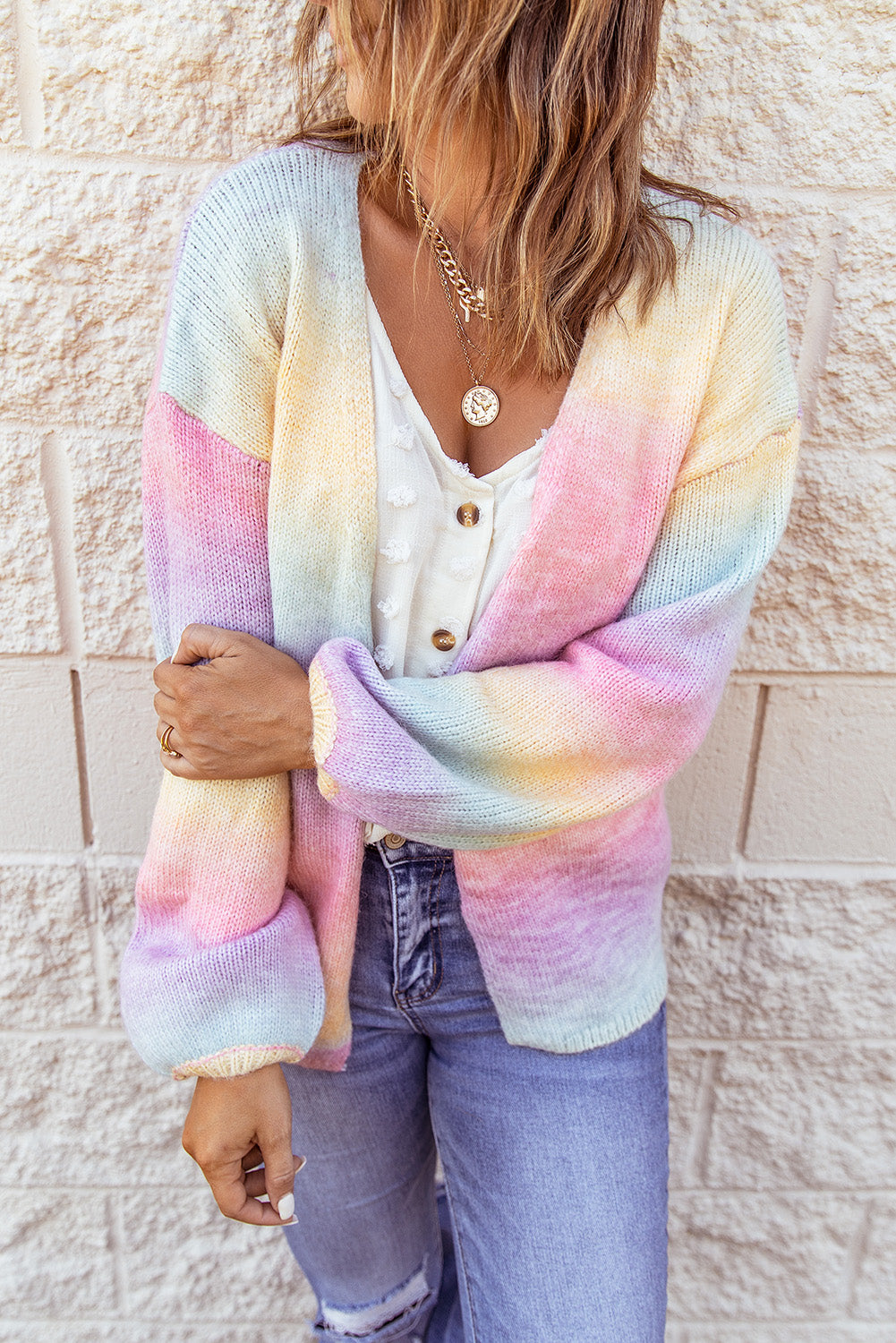 Maxct &Gradient Open Front Drop Shoulder Cardigan