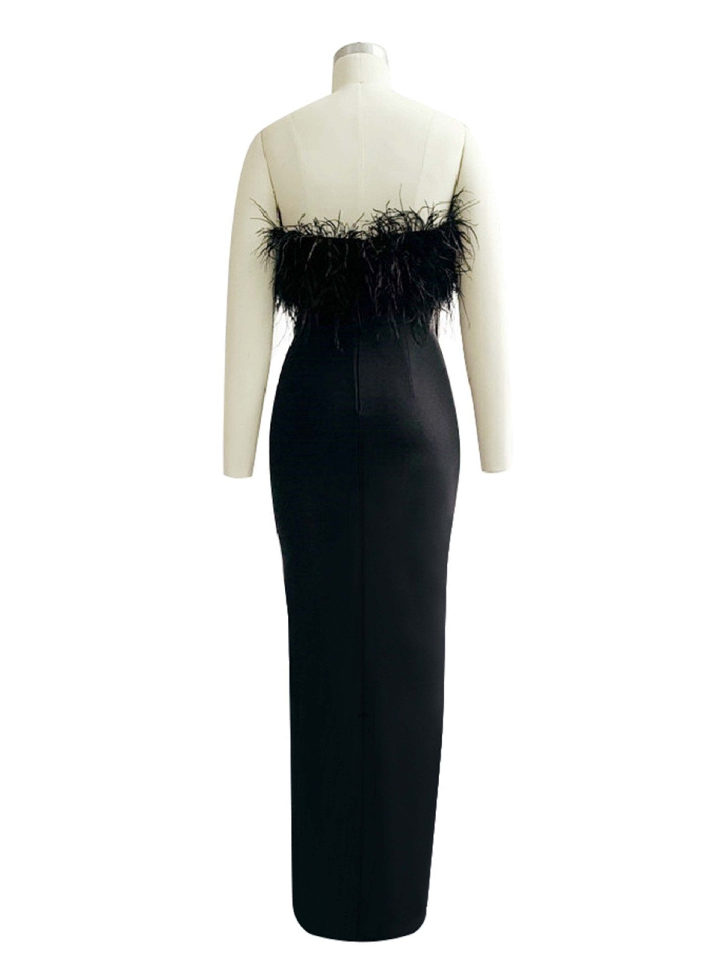 Maxct High-end Trendy Niche Designer Evening Dress Autumn And Winter Women's Clothing Trend Ostrich Hair Gowns Bandage Dress Women