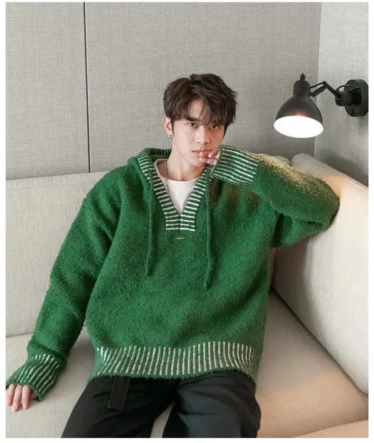 Maxct V-Neck Hooded Sweater