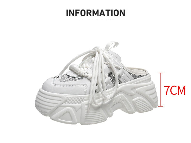 7cm High Platform Bling Sneakers for Women Maxct